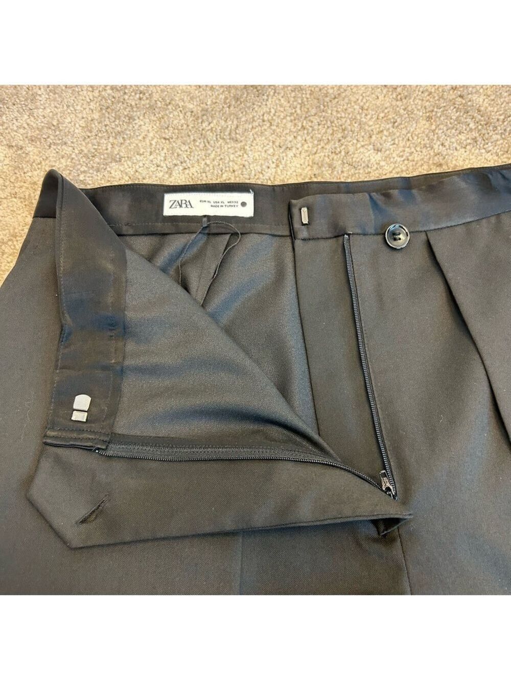 Zara Inside Out Tailored Trouser Dress Pants High Waisted Straight Leg Black XL - Picture 6 of 16